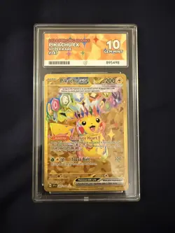 Pokemon TCG Surging Sparks Pikachu EX 247/191 Gold Hyper Rare Ace 10 Perfect Sub - Image 3