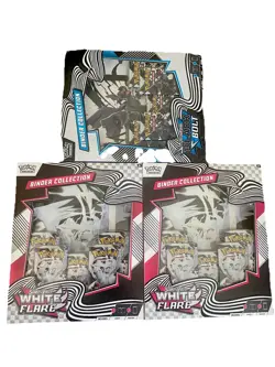 Lot Of 3 Pokemon TCG Binder Collection 1 Black Bolt And 2 White Flare New Sealed - Image 1