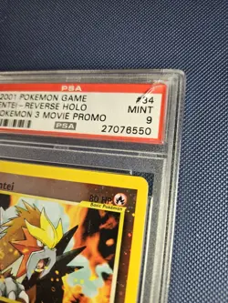 Entei 34 2001 Black Star Promo Reverse Holo Pokemon Card PSA 9 (DAMAGED CASE) - Image 2