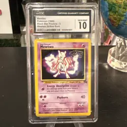 1999 Pokemon Movie Promo Mewtwo Black Star Promo 3 Mewtwo Strikes Back CGC 10 - Image 1