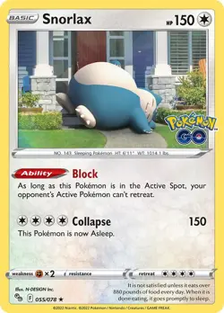 Holo Snorlax 055/078 Pokemon GO Pokemon TCG - Image 1