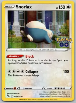 Pokemon TCG Snorlax Pokemon GO 055/078 Holo Near Mint - Image 1