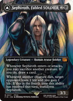 x1 Sephiroth, Fabled SOLDIER / Sephiroth, One-Winged Angel MTG 317 FULL ART 1x - Image 1