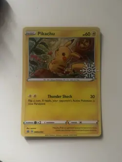 Pikachu SWSH153 Holiday Calendar Snowflake Stamped Promo Pokemon TCG - Image 1
