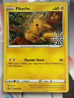 Pokemon TCG - Pikachu - SWSH153 Holiday Advent Calendar Snowflake Stamped Promo - Image 1