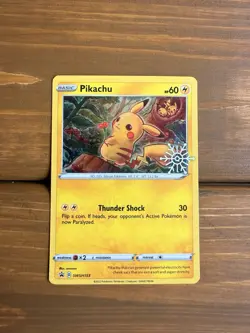 Pikachu SWSH153 Holiday Calendar Snowflake Stamped Promo Pokemon TCG - Image 1
