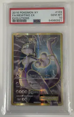 2016 Pokemon XY Evolutions Mewtwo EX #103/108 Full Art PSA 10 Gem Mint - Image 1