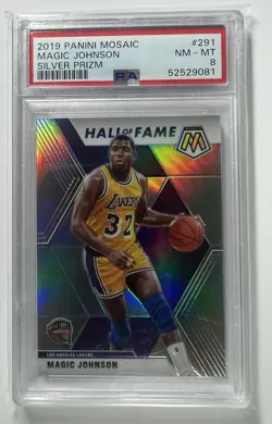 2019 Panini Mosaic Silver Prizm #291 Magic Johnson PSA 8 Los Angeles Lakers HOF - Image 1
