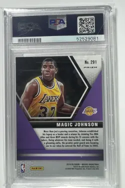 2019 Panini Mosaic Silver Prizm #291 Magic Johnson PSA 8 Los Angeles Lakers HOF - Image 2