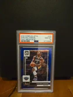 2022 Donruss Optic Zion Williamson Fast Break Blue /49 Psa 10 - Image 1