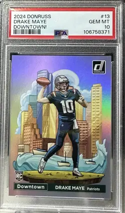 2024 Panini Donruss Downtown! Drake Maye #13 Rookie PSA 10 Patriots - Image 1