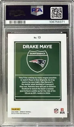 2024 Panini Donruss Downtown! Drake Maye #13 Rookie PSA 10 Patriots - Image 2