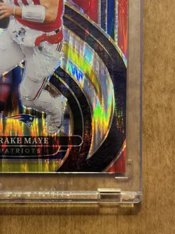 2024 Panini Select - Premier Level Drake Maye #113 Red & Yellow Shock Prizm (RC) - Image 4