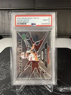 2025 Panini Prizm Draft Picks - Prizm Break Julian Sayin #3 (RC) PSA 10 - Image 1