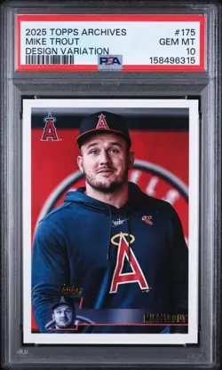 Topps Archives 2025 Mike Trout #175 Image Design Variation PSA 10 Angels - Image 1