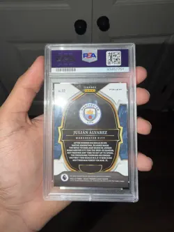 2022 Select Premier League White Sparkle Prizm Julian Alvarez PSA 10 GEM MT RC - Image 2
