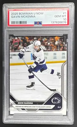 137826676 Gavin McKenna 2025 Bowman U Now #1 RC Rookie PSA 10 - Image 1