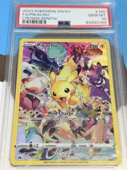 2023 Pokemon SWSH Crown Zenith Pikachu FA 160/159 Gem Mint PSA 10 - Image 3