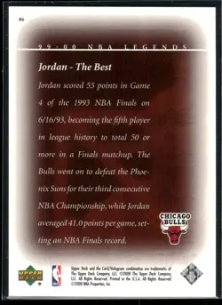 #86 Michael Jordan 1999-00 Upper Deck Legends - Image 2