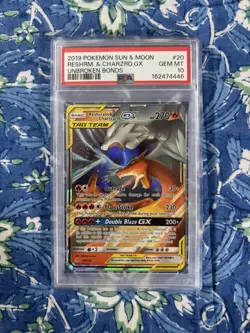 2019 Pokemon Unbroken Bonds Reshiram & Charizard GX 20/214 PSA 10 - Image 1
