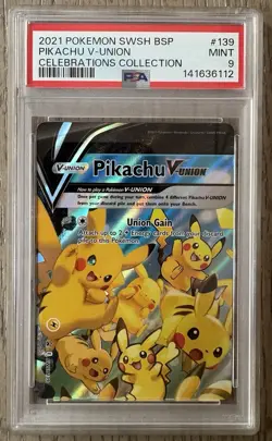 Pokemon Pikachu V-Union Celebrations Coll. Black Star Promo SWSH139 PSA 9 Mint - Image 1