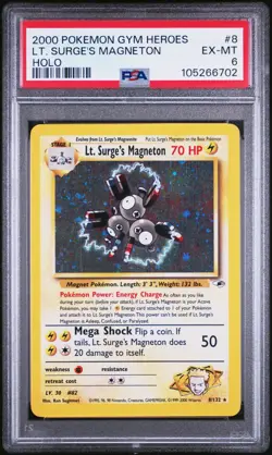2000 POKEMON GYM HEROES 8/132 LT. SURGE'S MAGNETON HOLO PSA 6 EX-MT - Image 1