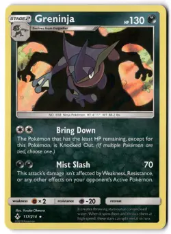 Pokemon Card - Greninja 117/214 Holo Rare - Unbroken Bonds - Near Mint - Image 1