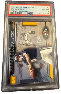 Drew Brees 2002 Fleer Box Score Press Clippings #9 PSA 8 NM-MT San Diego Charger - Image 1