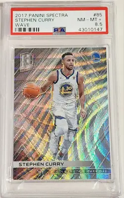 2017-18 Panini Spectra #85 WAVE PRIZM /9 PSA (POP 1) White Sparkle STEPHEN CURRY - Image 1