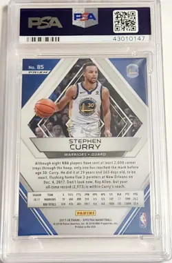 2017-18 Panini Spectra #85 WAVE PRIZM /9 PSA (POP 1) White Sparkle STEPHEN CURRY - Image 2