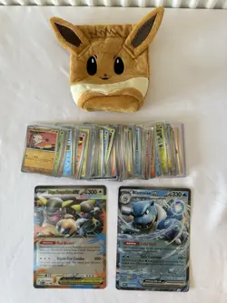 Pokemon Card Bundle Job Lot 104 Cards EX ex Holo Reverse Holo + Eevee Pouch - Image 1