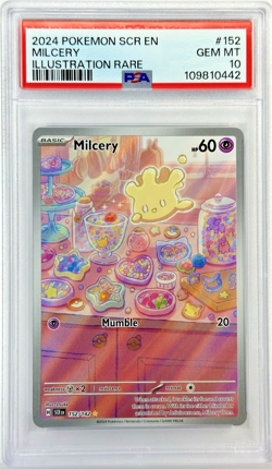 PSA 10 SCR EN Milcery #152 IR - 2024 Pokemon Sv07: Stellar Crown 152/142 - Image 1