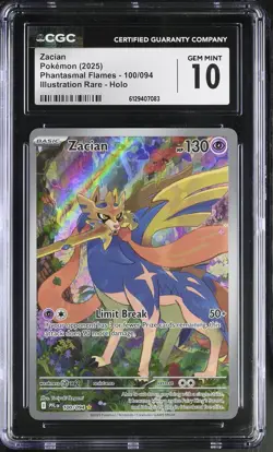 2025 Phantasmal Flames Pokemon Zacian CGC 10 100/094 - Image 1