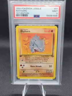 1999 Pokemon Jungle 1st Edition Rhyhorn 61/64 PSA 9 Min - Image 1