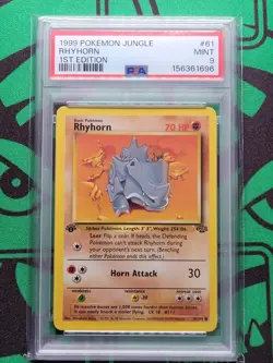 1999 Pokemon Jungle 1st Edition Rhyhorn 61/64 PSA 9 Min - Image 3