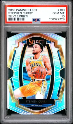 2018 STEPHEN CURRY PANINI SELECT #108 SILVER PRIZM PSA 10 GOLDEN STATE WARRIORS - Image 1