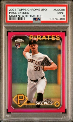 2024 Topps Chrome Upd. Rookie /399 Magenta Refractor #USC88 Paul Skenes RC PSA 9 - Image 1