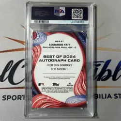 Eduardo Tait 2024 Bowman’s Best #B24-ET Gold Refractor Auto /50 Phillies PSA 10 - Image 2