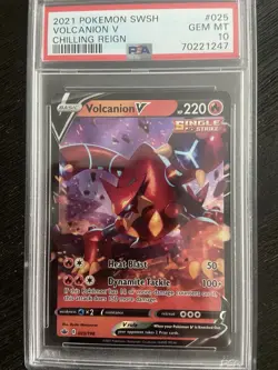2021 Pokemon SWSH Chilling Reign Volcanion V Holo Full Art 025 Ultra Rare PSA 10 - Image 1