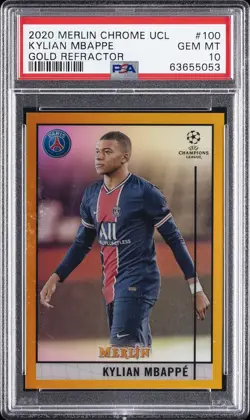 2020 TOPPS MERLIN CHROME CHAMPIONS LEAGUE #100 KYLIAN MBAPPE 34/50 PSA 10 - Image 1