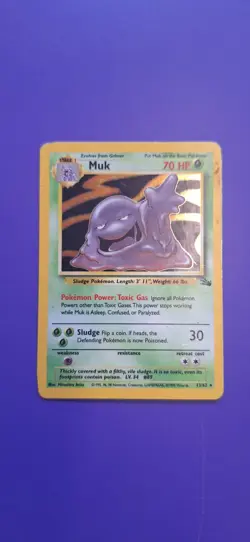 Pokemon TCG Muk Fossil Holo Card 13/62 Unlimited Holo Rare (1999) - Image 1