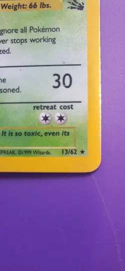Pokemon TCG Muk Fossil Holo Card 13/62 Unlimited Holo Rare (1999) - Image 3