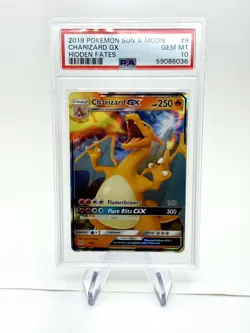 2019 Pokemon Sun & Moon Hidden Fates #9 Charizard GX PSA 10 Gem Mint - Image 1