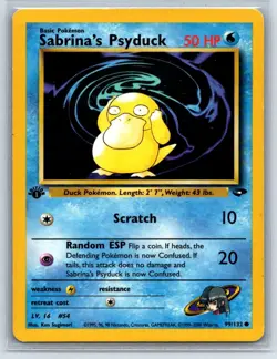 Sabrina's Psyduck 99/132 Common Gym Challenge Pokemon 1st Edition MP - Image 1