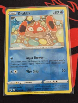 042/202 Krabby : Reverse Holo Card : Sword & Shield (Base Set) Pokemon TCG - Image 1