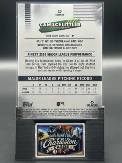 2026 Topps Finest Cam Schlittler Gold XFractor Common /50 RC New York Yankees - Image 2