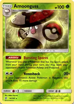 Pokemon Amoonguss 14/236 Unified Minds Reverse Holo NM - Image 1