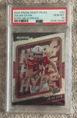 2025 Prizm Draft Picks Julian Sayin Hype Mojo /25 PSA 10 🔥 -POP 3 - Image 1