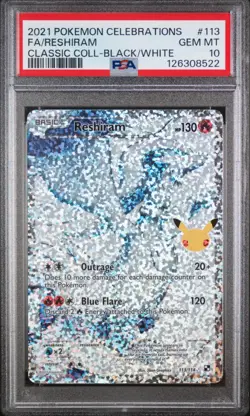 Pokemon 2021 Reshiram 113/114 Celebrations Classic Collection GEM MINT PSA 10 - Image 1