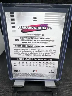 2026 Topps Finest #274 Fernando Tatis Jr. RARE Gold Geometric /50 - Image 2